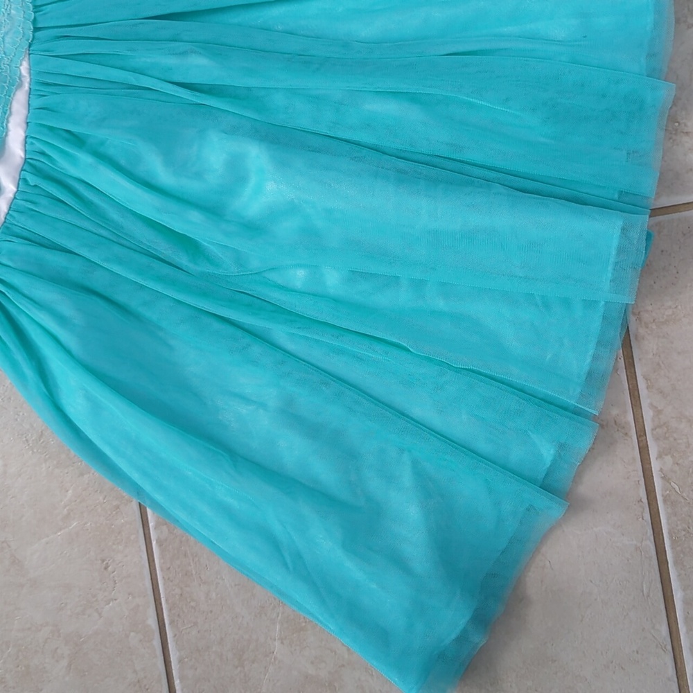 Elegant Aqua Kids Dress Size 10 Tulle Bottom - Picture 4 of 8